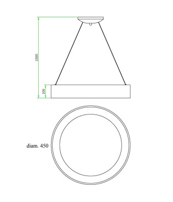 Lámpra de Techo Colgante, Redonda, Circunferencia, Color Negro, LED 32W, A++