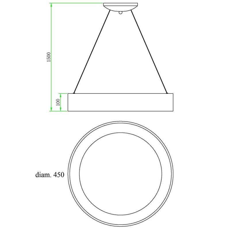 Lámpra de Techo Colgante, Redonda, Circunferencia, Color Negro, LED 32W, A++