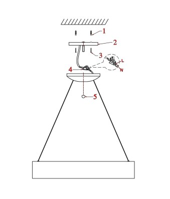 Lámpra de Techo Colgante, Redonda, Circunferencia, Color Negro, LED 32W, A++