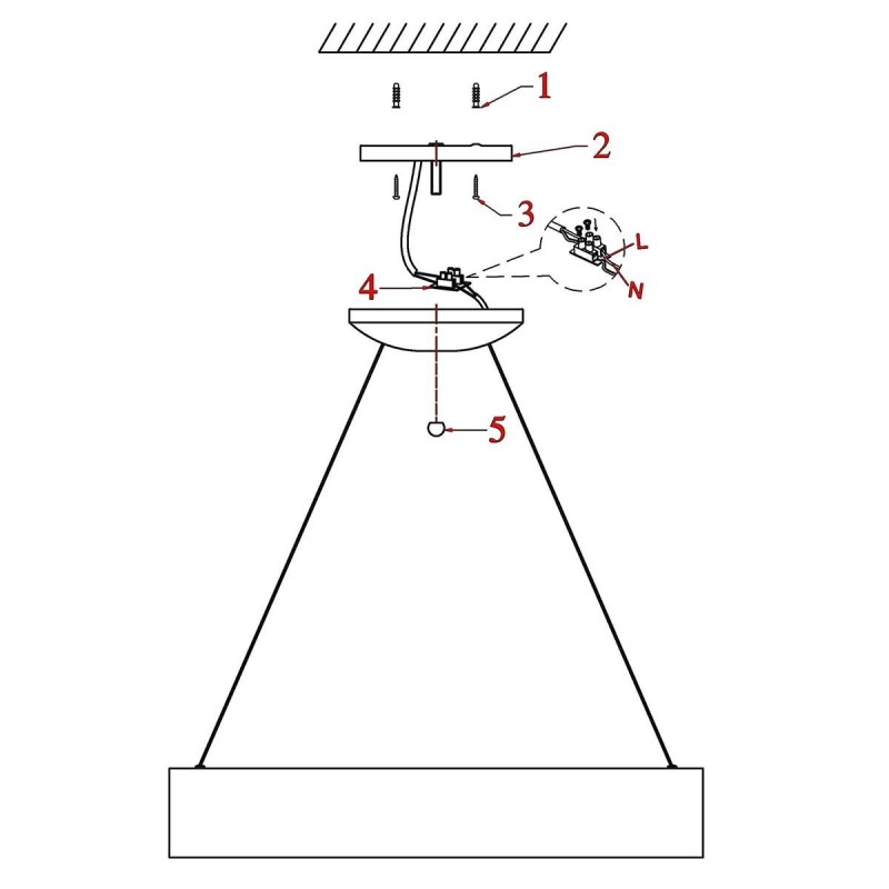 Lámpra de Techo Colgante, Redonda, Circunferencia, Color Negro, LED 32W, A++