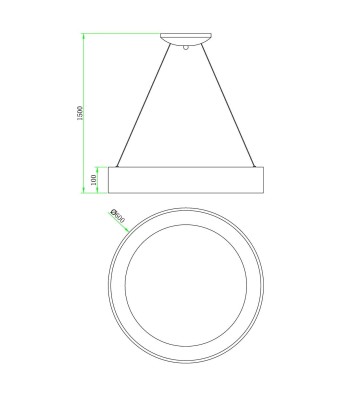 Lámpara de Techo Colgante LED, Redonda, 42W, Color Negro,  Luz Cálida 3000K, A++