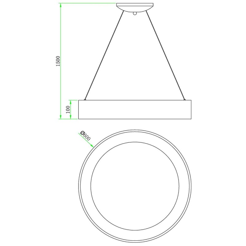 Lámpara de Techo Colgante LED, Redonda, 42W, Color Negro,  Luz Cálida 3000K, A++