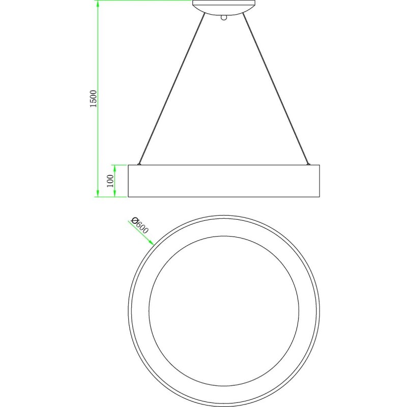 Lámpara de Techo Colgante  LED, Redonda, 42W, Color Blanco,  Luz Cálida 3000K, A++