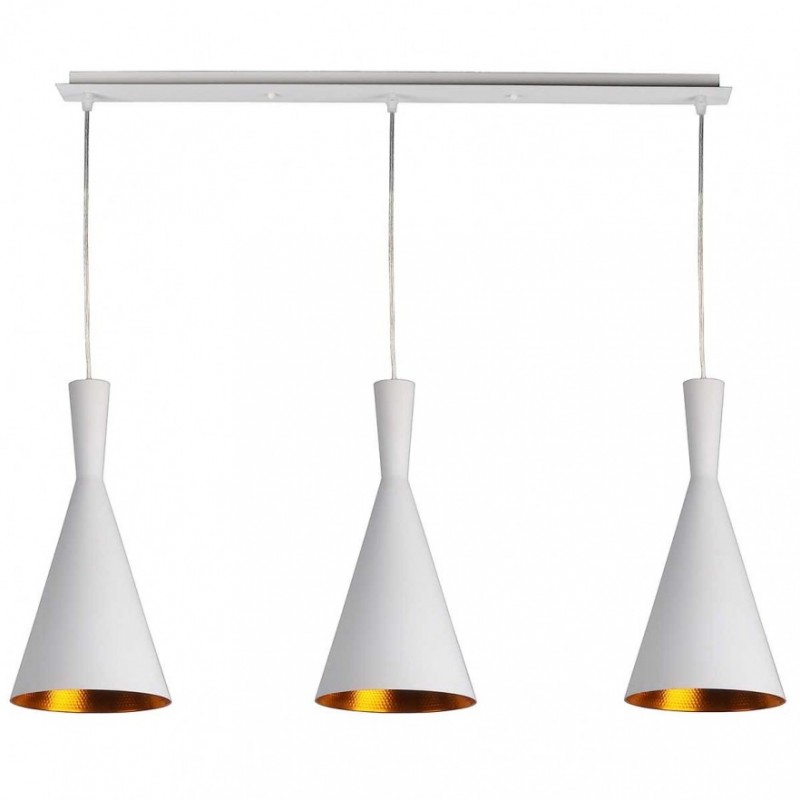 Trío de Lámparas Colgantes Blancas y Doradas - Minimalistas