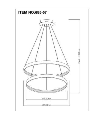 Lámpara Colgante, Estilo Asimétrica, Color Negro, LED 36W, Luz Cálida 2700K