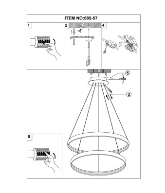 Lámpara Colgante, Estilo Asimétrica, Color Negro, LED 36W, Luz Cálida 2700K