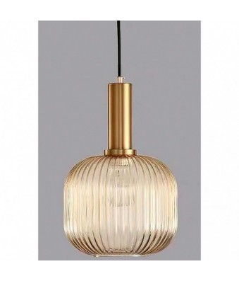 Lámpara Colgante Cristal, Estilo Vintage, Colores Dorado y Ambar, A+