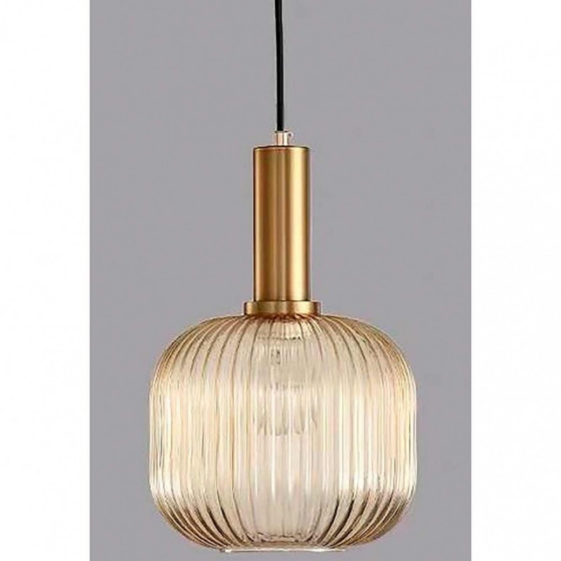Lámpara Colgante Cristal, Estilo Vintage, Colores Dorado y Ambar, A+