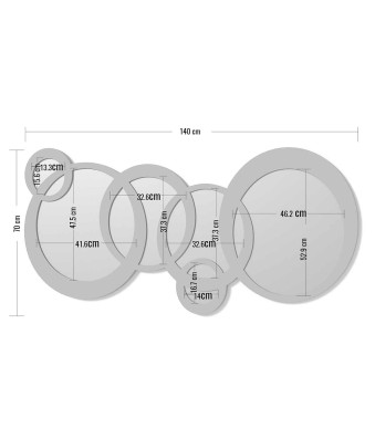 Espejo Decorativo de Pared Circulos Grandes Plateados