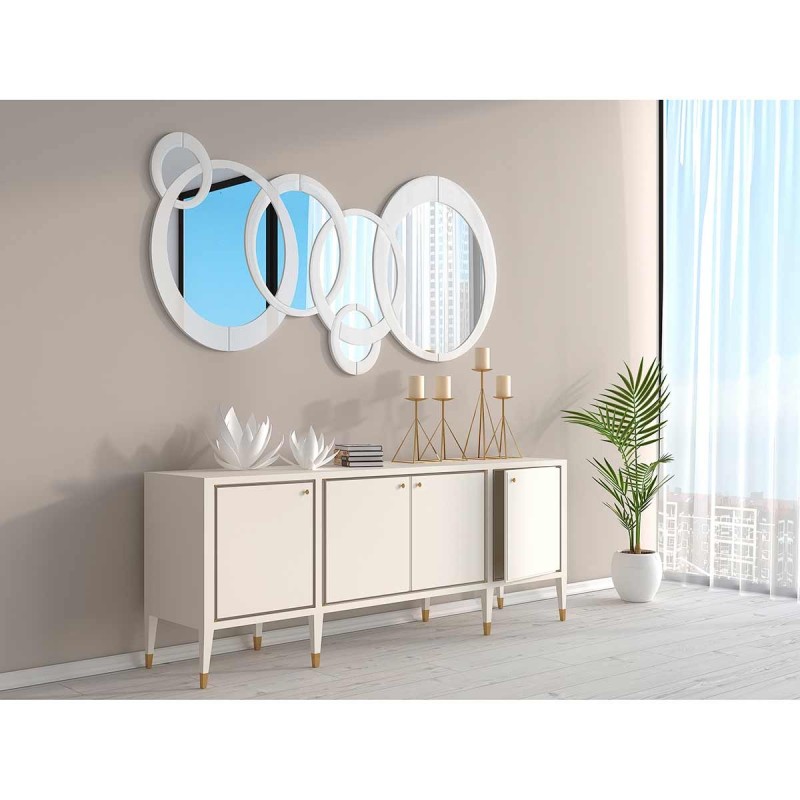 Espejo Decorativo de Pared Circulos Grandes Blanco