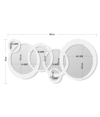 Espejo Decorativo de Pared Circulos Grandes Blanco