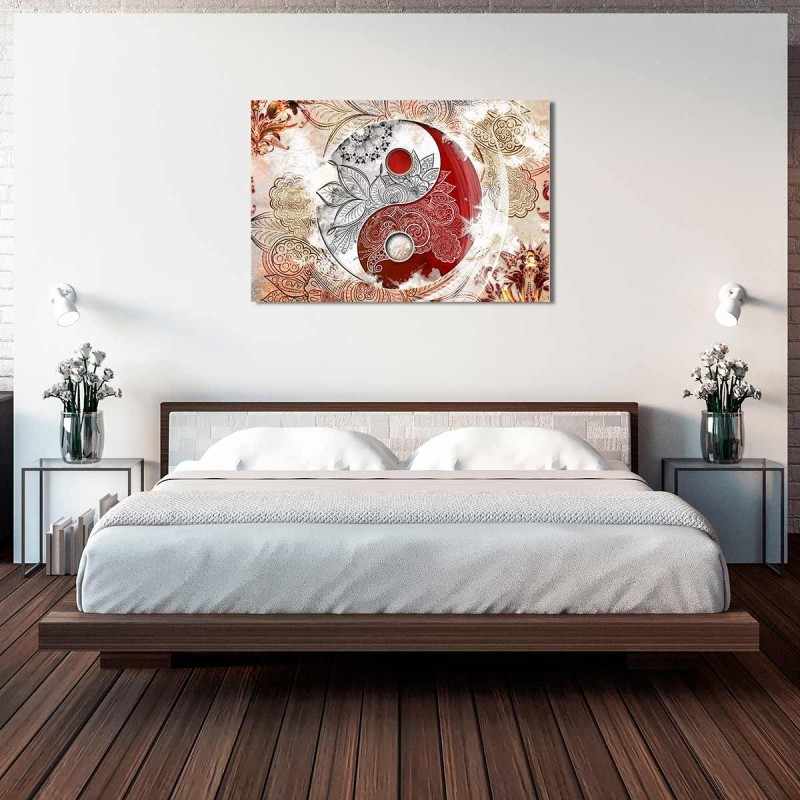 Cuadro en Lienzo Estilo Zen Ying Yang Rojo