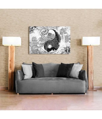 Cuadro en Lienzo Blanco y Negro Estilo Zen Ying Yang