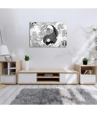 Cuadro en Lienzo Blanco y Negro Estilo Zen Ying Yang