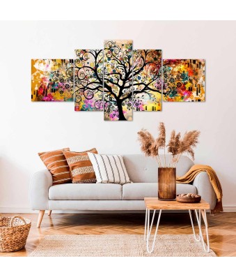 Cuadro en lienzo Tríptico Adaptacion Multicolor del Arbol de la Vida de Klimt