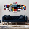 Cuadro en Lienzo Tríptico Arte Abstacto Estilo Mondrian