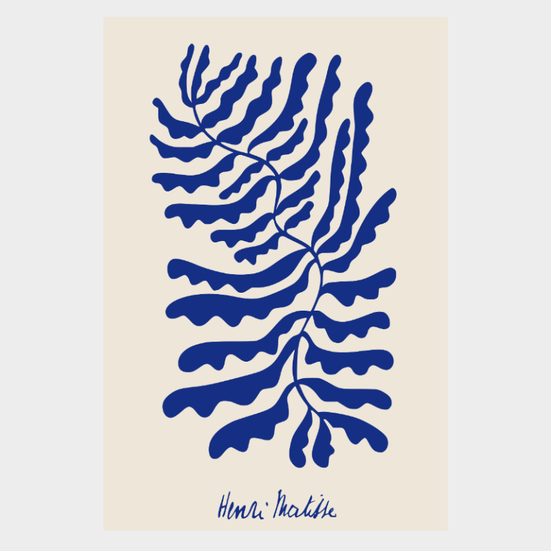 CUADRO MODERNO HOJA AZUL MATISSE