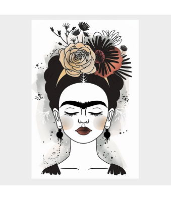 CUADRO MODERNO FRIDA EN BLANCO Y NEGRO