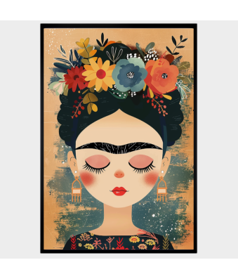 CUADRO MODERNO FRIDA EN FLORES