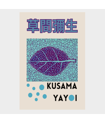 CUADRO MODERNO HOJA AZUL KUSAMA