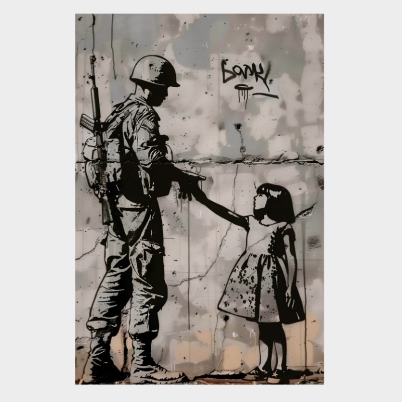 CUADRO BANKSY EL SOLDADO Y LA NIÑA