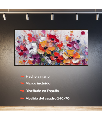CUADRO PINTADO A MANO EXPLOSIÓN FLORAL