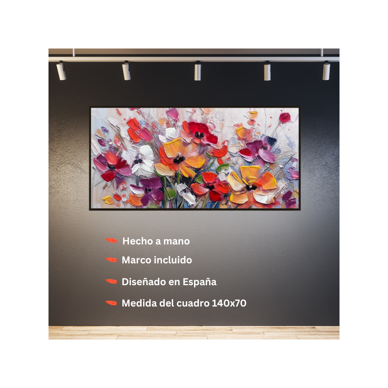 CUADRO PINTADO A MANO EXPLOSIÓN FLORAL