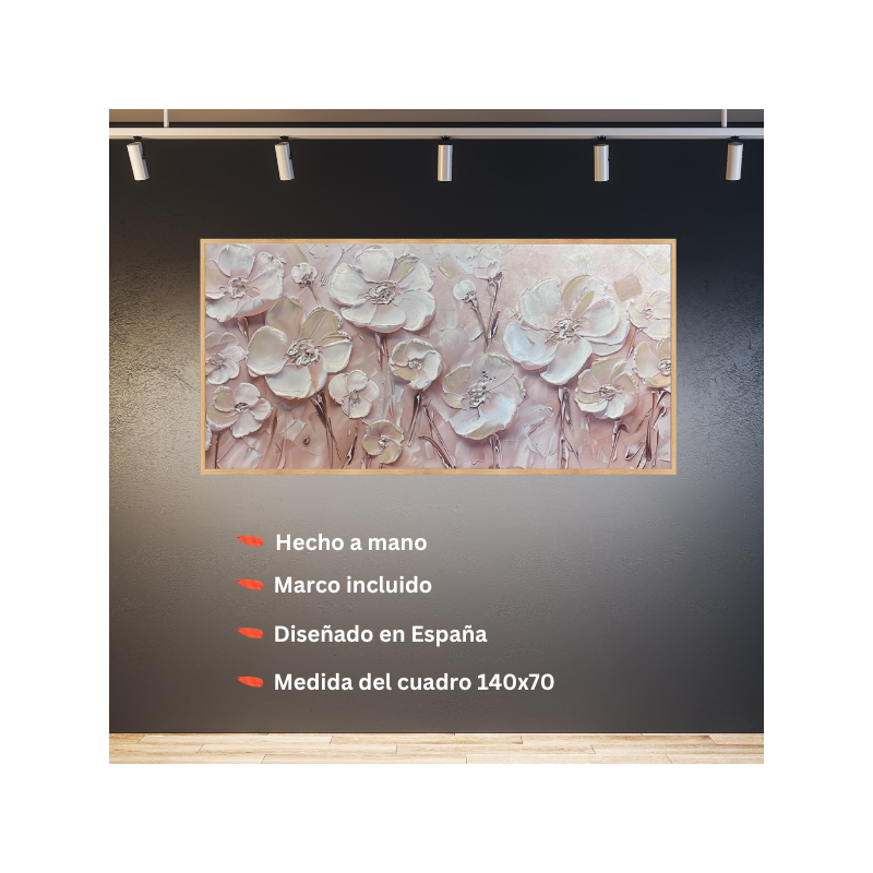 CUADRO PINTADO A MANO TEXTURA FLORAL