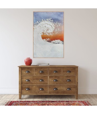 Cuadro en relieve con marco de madera Olas al atardecer