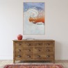 Cuadro en relieve con marco de madera Olas al atardecer